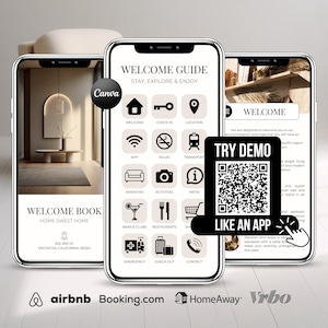 Modello di libro di benvenuto digitale interattivo Airbnb: libretto di benvenuto digitale personalizzabile per host Airbnb, VRBO e case vacanza