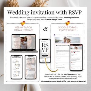 Invitación de boda con RSVP online - Plantilla editable en Canva - Diseño moderno - Descarga instantánea - Wedding invitation RSVP Spanish
