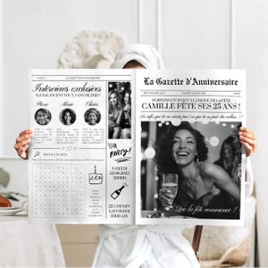 Birthday Gazette Woman Personalized Birthday Gift - Canva Template A3 A4 A5, Invitation Announcement - Girl Birthday Journal