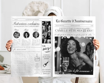 Birthday Gazette Woman Personalized Birthday Gift - Canva Template A3 A4 A5, Invitation Announcement - Girl&#39;s Birthday Journal