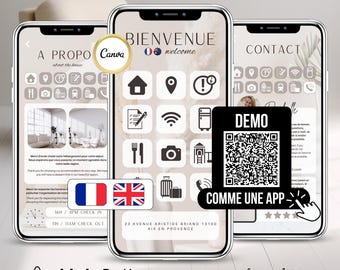 Airbnb Welcome Book Template Canva, Digital Welcome Guide, Bilingual French English Host Book, Editable Airbnb Guidebook for Vacation Rental