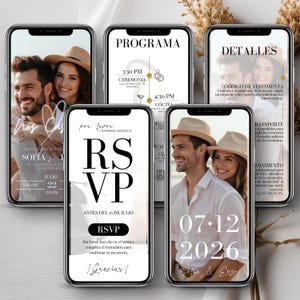 Plantilla de boda editable en español - Invitación digital personalizable en Canva - RSVP online rastreable - Boda en español