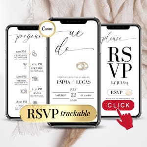 Wedding Invitation with RSVP Tracking, Customizable Digital Template for Online Guests, Canva Editable RSVP Form RSVP Wedding Website