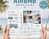 Airbnb Brochure Template Canva | Tri Fold Vacation Rental Flyer | Beach Airbnb Guestbook | VRBO Welcome Book | House Guide Editable