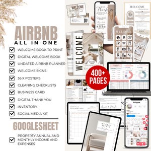 Airbnb Host Bundle, Welcome Book, Digital Airbnb book, Airbnb Spreadsheet, Airbnb instagram, Editable Airbnb Signs, Cleaning Checklist, VRBO