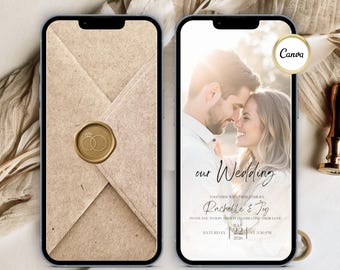 Digital Wedding Invite Template Video Canva Digital Wedding Invitation Save The Date Mariage Wedding Celebration Animated Wedding Video Card