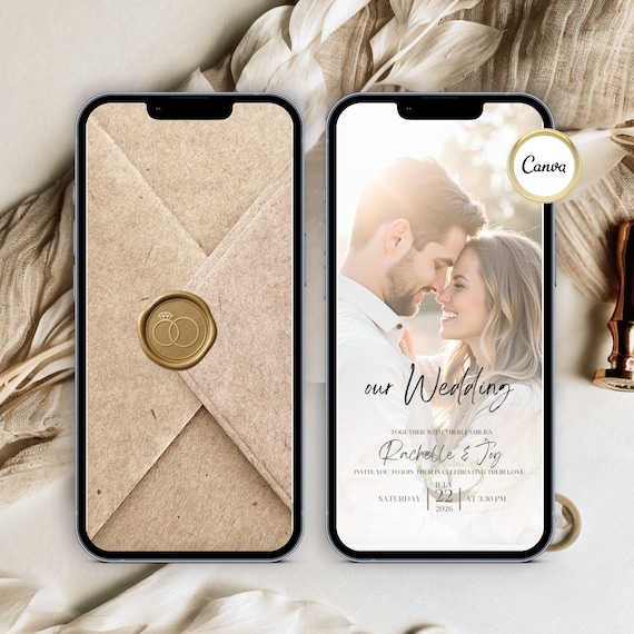Digital Wedding Invite Template Video Canva Digital Wedding Invitation Save The Date Mariage Wedding Celebration Animated Wedding Video Card