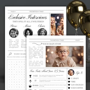 Large Birthday Newspaper Template - Customizable Editable Prop for ...