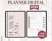 Agenda Digital 2026 en Français – Planner Numérique Daté & Hyperlié PDF pour GoodNotes iPad Tablette | Planificateur Digital Français