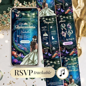 Einladung zur Quinceañera im Zauberwald-Stil, Märchenhafte Antwortmöglichkeit (digital)
