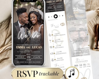 Wedding  RSVP Invite Digital Wedding Invitation with Embedded Countdown Timer, Trackable RSVP and Map, Canva Template Website Wedding Evite