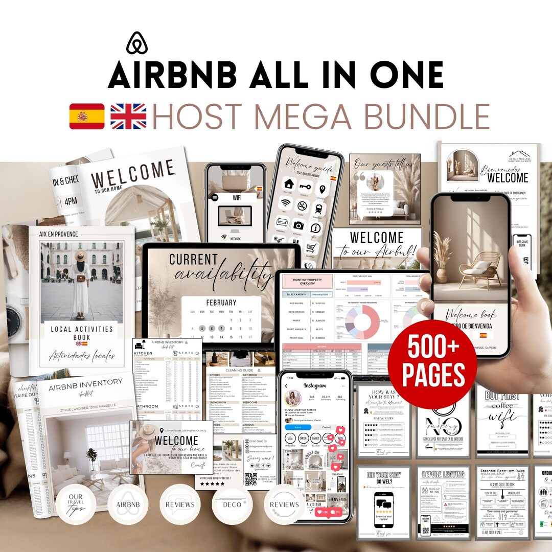 Bilingual Airbnb Mega Bundle English Spanish - Welcome Book Template ...