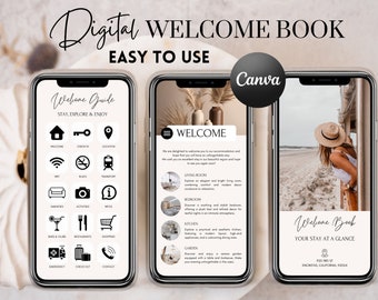 Digital Airbnb Welcome Book Template Airbnb Mobile Welcome Book Canva Template Airbnb Guest Book Guidebook  VRBO Vacation rental