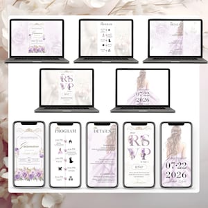 Purple Quinceañera Digital Invitation - Editable Mis Quince Años Template with RSVP Trackable Online