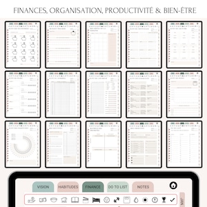 Agenda digital français non daté, Trackers, Planificateur Numérique Hyperlié pour GoodNotes, Agenda Planner numérique en français non daté