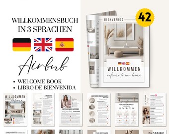 Willkommensbuch Airbnb Deutsch Englisch Spanisch Airbnb Vorlage Willkommensschild Canva Ferienwohnung Ferienhausvermietung