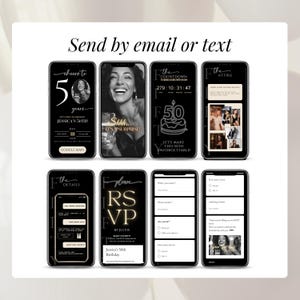 Digital birthday invitation for men and women, featuring a live countdown and an embedded RSVP form. The mobile invitation template also includes music and a modern design for a surprise party.