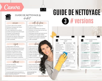 Airbnb Cleaning and maintenance guide, Canva template in French, Airbnb cleaning checklist, canva template, A4 format