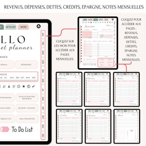 Budget Planner Français Digital non daté pour goodnotes, Suivi financier mensuel et annuel, Planificateur de Budget Non Daté, Agenda budget