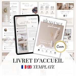 French English welcome booklet, AIRBNB, welcome poster, house rental, manual, seasonal rental, guest room, gîte, hotel