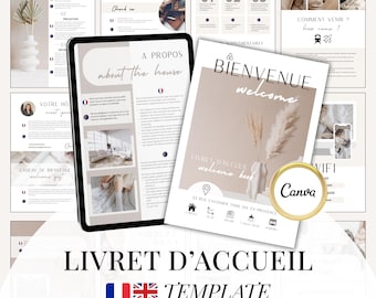 Bilingual Airbnb Welcome Book Template Canva | French English Guest Guide | Vacation Rental House Manual Host Guide Editable