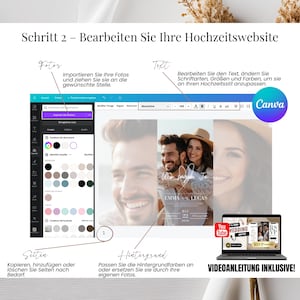 Digitale Canva-Hochzeitseinladung: Stilvolle Vorlage mit integriertem RSVP-Link und Google-Formular. Ideal für Paare, die eine elegante, papierlose und personalisierbare Einladung suchen.