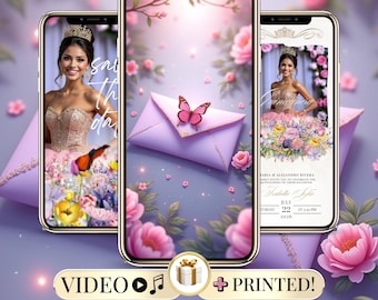 Invitación Digital Quinceañera Video Animado Personalizable con Foto | Plantilla Editable Cumpleaños 15/16 Años Fiesta Virtual Moderna
