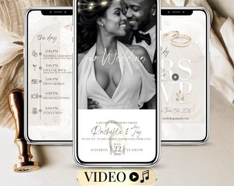 Wedding Video Invitation Template, Animated Digital Invite, Customizable RSVP Canva Wedding Invite Design  to Send by Text or WhatsApp