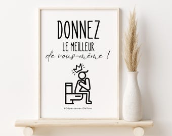 Humorvolles Toilettenposter „Gib dein Bestes“, Lustiges Toilettenposter zum Ausdrucken für Airbnb Französisch, Lustiges Toilettenposter.