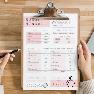 French budget planner to print or use in goodnotes for monthly and annual financial monitoring, Undated Budget Planner