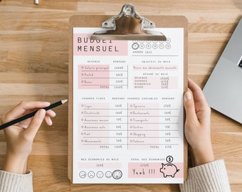 月次および年次財務モニタリングのために印刷または Goodnote で使用できるフランスの予算プランナー、日付なしの予算プランナー