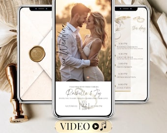 Animated Wedding Video Invitation Template, Editable Canva Invite (Digital Download)