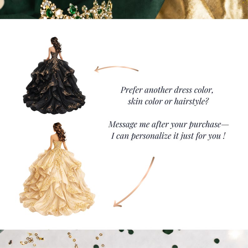Digital Quinceañera Sweet 16 Princess Tiana Invitation | Green & Gold Elegant Canva RSVP Website Digital Invite image 15