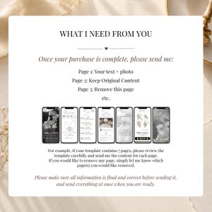 Instructions for submitting invitation content for editing. Send page-by-page text, photos, videos and music for your Canva wedding, birthday or baby shower invitation template.