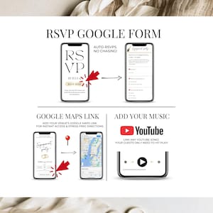 Track RSVP responses for engagement party using Google Form dashboard, editable RSVP questions and attendance tracking linked to Canva digital invitation.