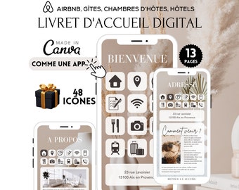 Livret d'accueil digital français cliquable, Livret numérique pour location saisonnière, Format mobile, chambre d'hôte, gîte,hôtel, Airbnb