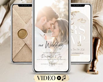 Invito di Nozze Digitale con Video Animato – Modello Canva Personalizzabile con RSVP – Invito Matrimonio da Inviare su WhatsApp o SMS