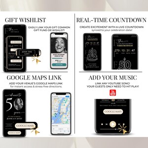 Digital birthday invitation for men and women, featuring a live countdown and an embedded RSVP form. The mobile invitation template also includes music and a modern design for a surprise party.