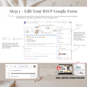 Step 1 — Edit Baby Shower RSVP Form. Tutorial showing how to customize the Google Form attached to the blue teddy bear baby shower template. Fully editable questions, instant response tracking, perfect for organizing baby boy shower.