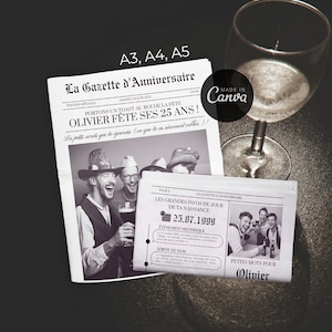 Birthday Gazette Boy Man Personalized Birthday Gift - Canva Template A3 A4 A5, Birthday Newspaper Invitation Announcement