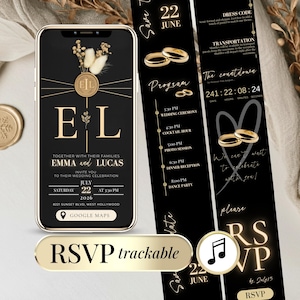 Digital Wedding Invitation with RSVP Link and Countdown Timer - Invitation de Mariage Numérique avec RSVP - Modèle Faire Part Mariage Canva