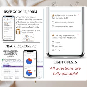 RSVP Google Form analytics for Baby Shower Invitation Boy Blue Teddy Bear Edition. Track guest responses, attendance, food preferences. Editable form questions, integrated with Canva invitation website — digital event tracking for baby boy shower celebration.