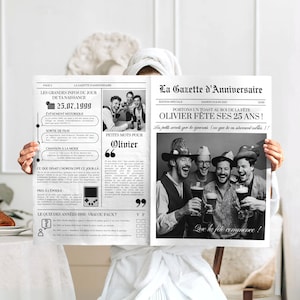 Birthday Gazette Boy Man Personalized Gift Canva - Birthday Newspaper Invitation Announcement - Birthday Newspaper Gazette