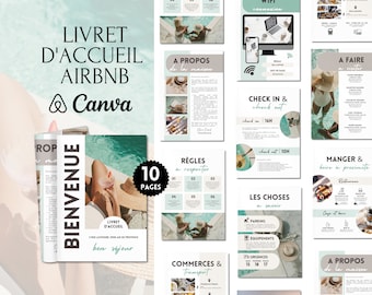 AIRBNB French Welcome Booklet, 10 A4 pages, Canva Template, Airbnb Template, French Welcome Book, French Airbnb