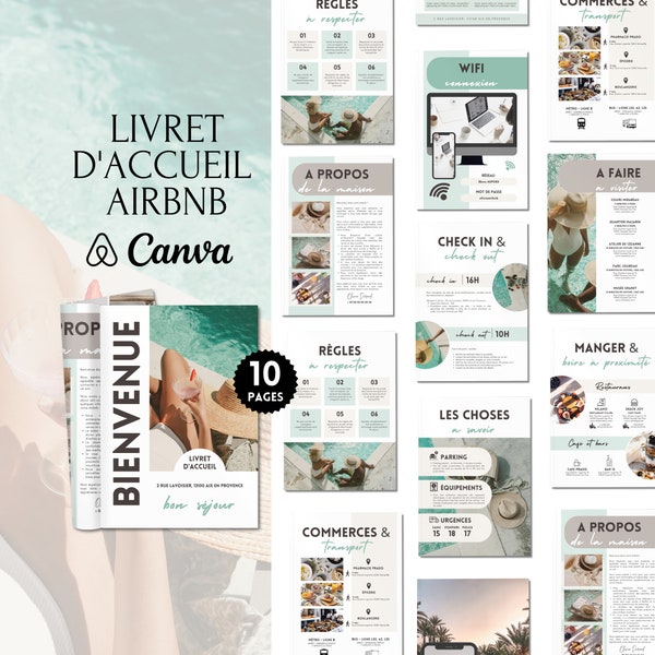 AIRBNB Livret d’accueil en français, 10 pages A4, Template Canva, Airbnb Template, Welcome Book Français, Airbnb Français