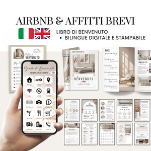 Modello Bilingue Libro di Benvenuto Airbnb - Kit Canva per Host - Guida Inglese Italiano Stampabile e Digitale - Manuale per Ospiti