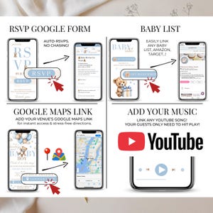 Baby Boy Baby Shower RSVP Google Form + invitation hub with countdown and Google Maps link, all mobile-friendly. Blue teddy bear theme, CanBearlyWait wording, editable details. Track responses, manage guests easily for boy baby shower. Digital mini-website invitation.