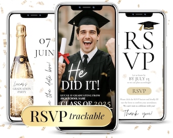 Digital Graduation Invitation, Editable Party Invite Template with Clickable Online RSVP Form, Class of 2025 Announcement, Instant Download