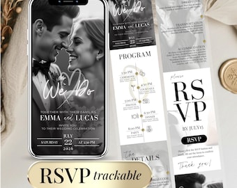 Digital Wedding Invitation RSVP, Customizable Template Canva , Online Invite, Trackable RSVP Online Registry, Elegant Design Wedding Website