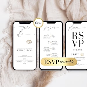 Digitale minimalistische huwelijksuitnodiging online RSVP-sjabloon - Digitale huwelijksuitnodiging met RSVP-formulier Canva huwelijksuitnodigingssjabloon
